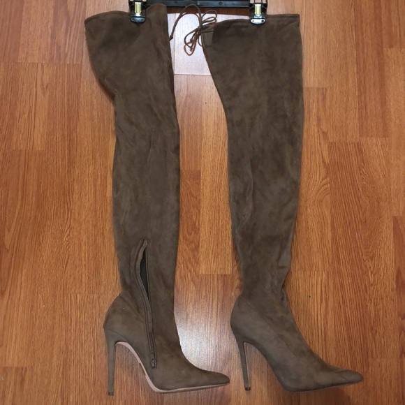 F21 Over Knee High Boots brown/tan - Picture 5 of 7
